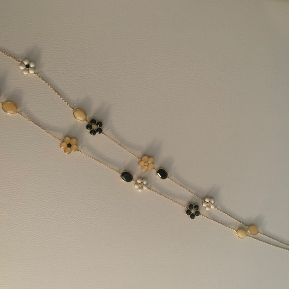 Kate Spade Long Gold Tone Chain with Flower and Oval Stone Accents - Picture 6 of 6